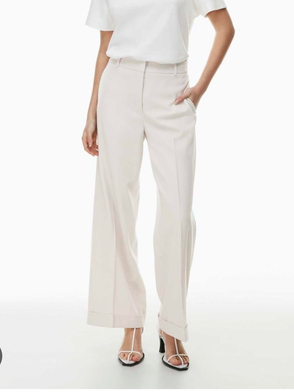 Babaton Infinity Pant. Wide-Leg Cream Dress Pants for Women